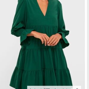 Tuckernuck Pomader Place Kenzo Elegant Hunter Green V-Neck Dress